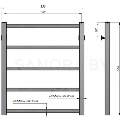Полотенцесушитель водяной Stinox QUATRO 500x600-3