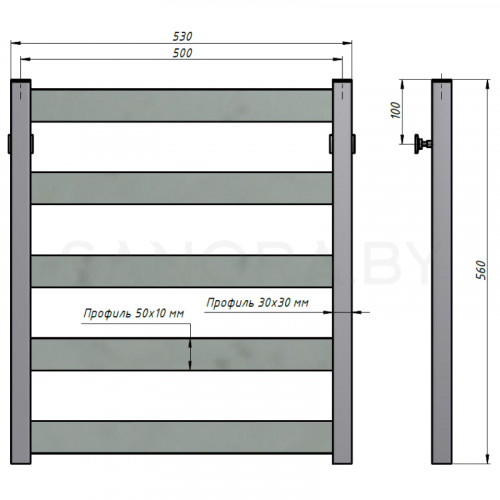 Полотенцесушитель водяной Stinox SAN REMO 500x600-3