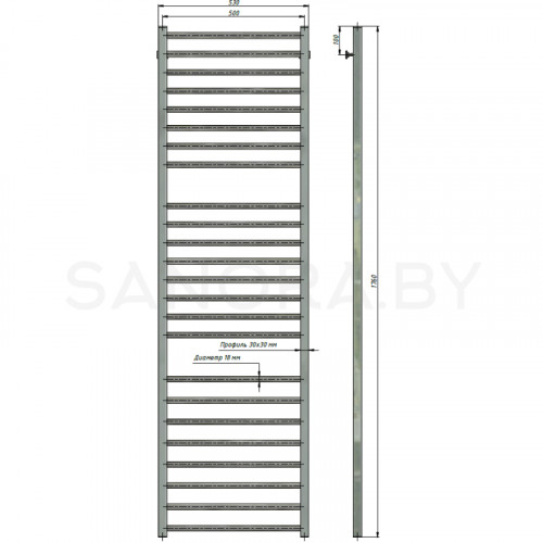 Полотенцесушитель водяной Stinox CLASSIC LUXE 500x1800-3