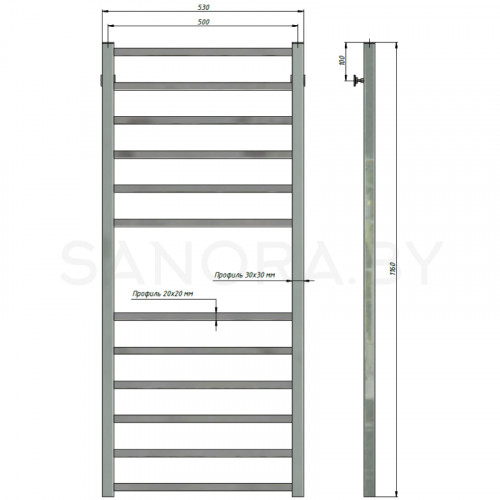 Полотенцесушитель водяной Stinox QUATRO 500x1200-3