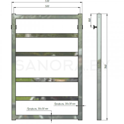 Полотенцесушитель водяной Stinox ANCONA 500x800-3