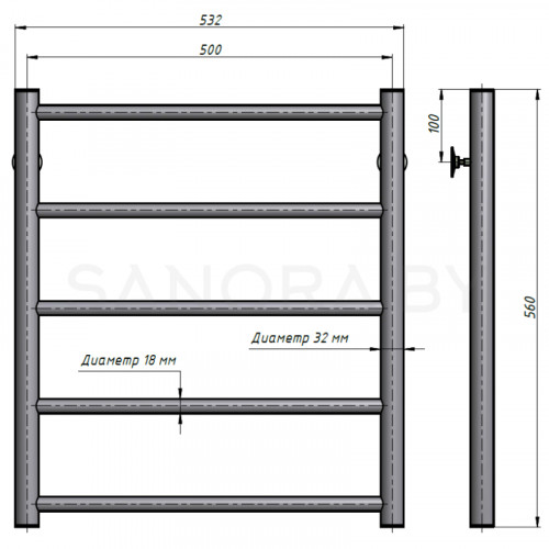Полотенцесушитель водяной Stinox TOSCANA 500x600-3