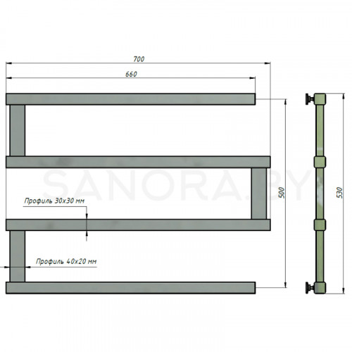 Полотенцесушитель водяной Stinox OPTIMA 500x700-3