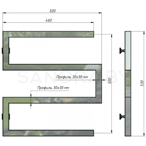 Полотенцесушитель водяной Stinox ULTRA 500x500-2
