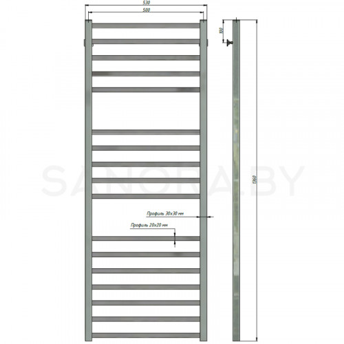Полотенцесушитель водяной Stinox QUATRO LUXE 500x1400-3