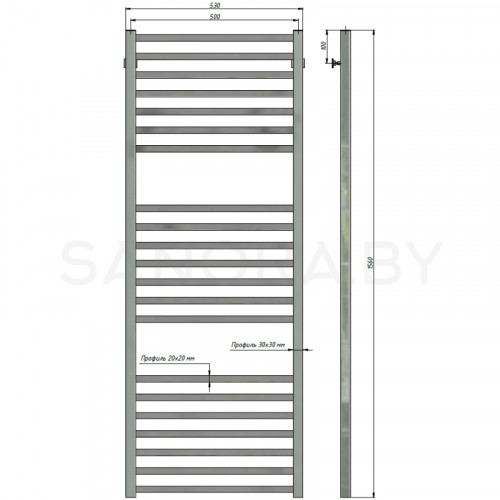 Полотенцесушитель водяной Stinox QUATRO LUXE 500x1600-3