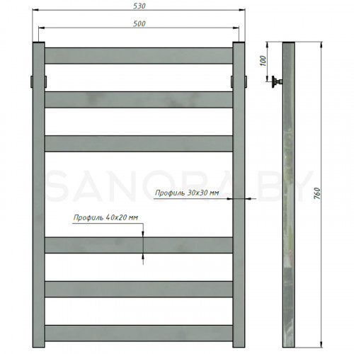 Полотенцесушитель водяной Stinox VERONA 500x800-3