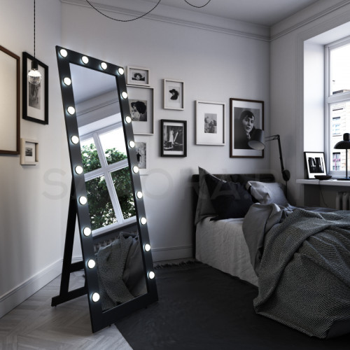 Зеркало Гримерное Континент Напольное Черное (20 ламп)