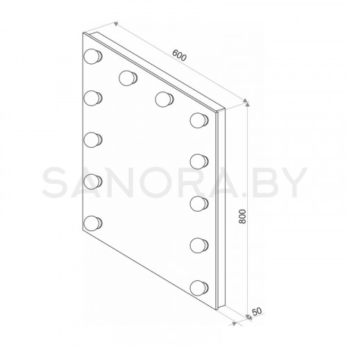 Зеркало Гримерное Континент "Бриджит" 600х800 12 ламп-9
