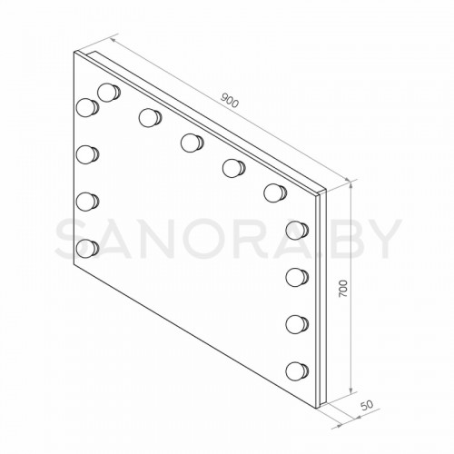 Зеркало гримерное Континент "Антураж" 900х700 (13 ламп)-6