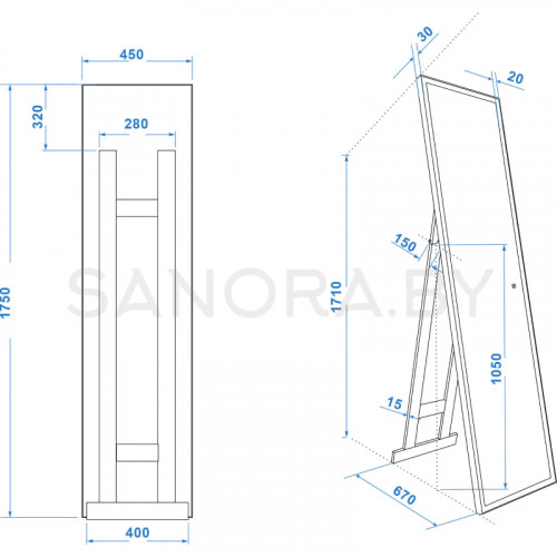 Зеркало Континент Tower LED 450x1750-8