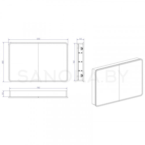 Зеркало-шкаф Континент Avenue LED 1200х800-2